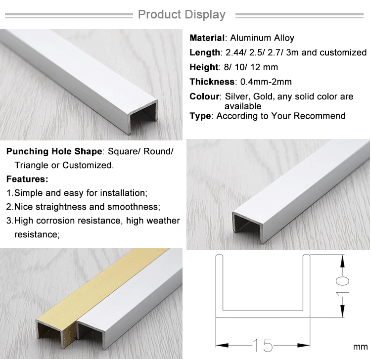 Interior Decorating C-Shaped Aluminium Profile Mounting