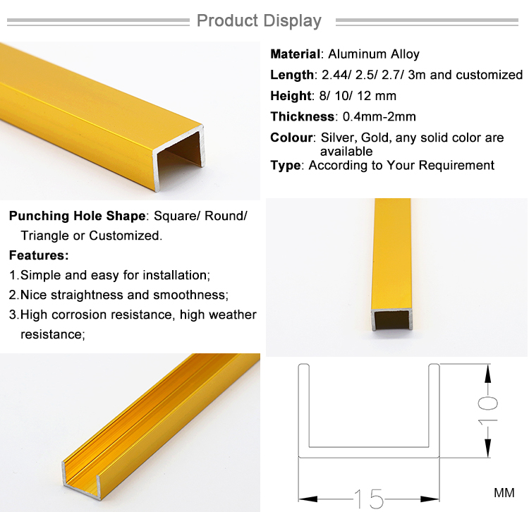 Interior Accessories Wall Connect Aluminium Alloy U_Profile