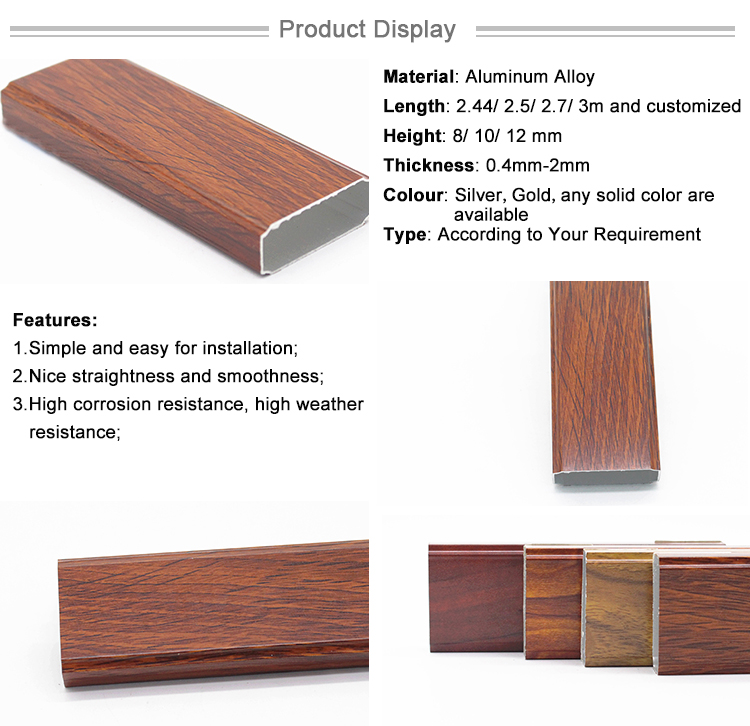 Aluminium Timber Color Wood  Grain Rectangular Profile Aluminium