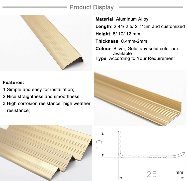 Aluminium Angle Corner Edge Nosing Step Stair Edging Trim