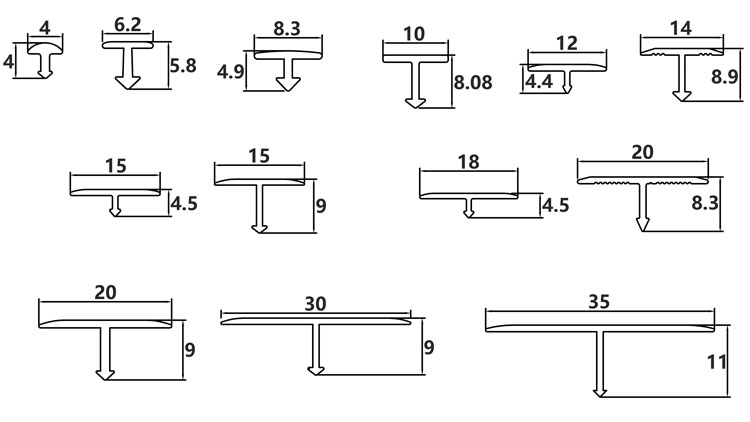 AT-001 Free Sample T trim Aluminium Profiles and Accessories