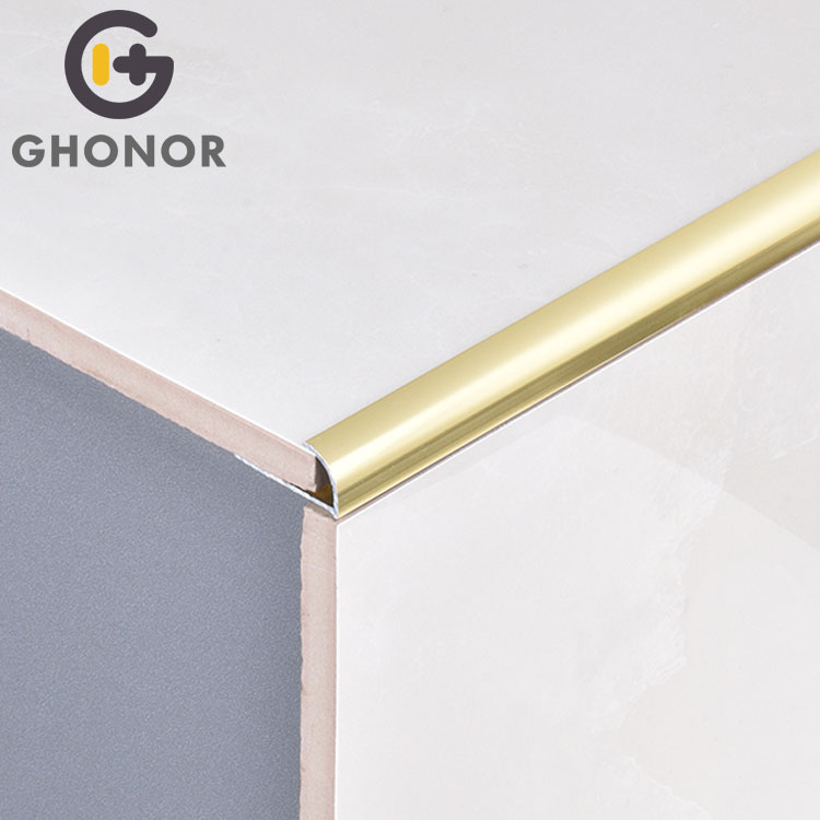 AR-064 Low Price Metal Decorative Wall Molding Ceramic Gold Edging Curved Tile Edge Trim Border Strip Corners Aluminium Trim