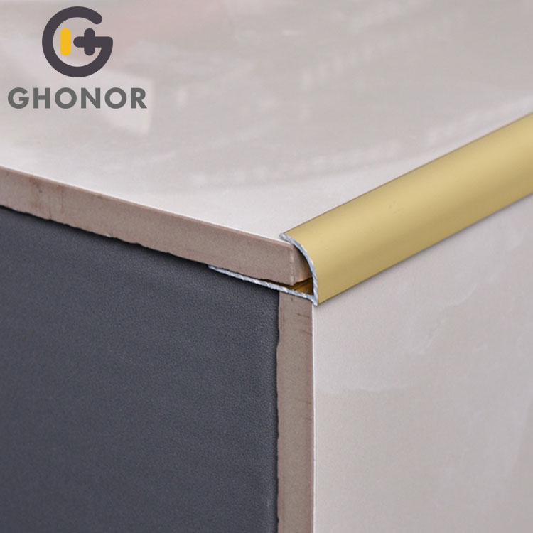 CC125 Free Sample Metal Aluminum Profile Wall Ceramic Corner Edge Curved Shape Gold Tile Edging Trim