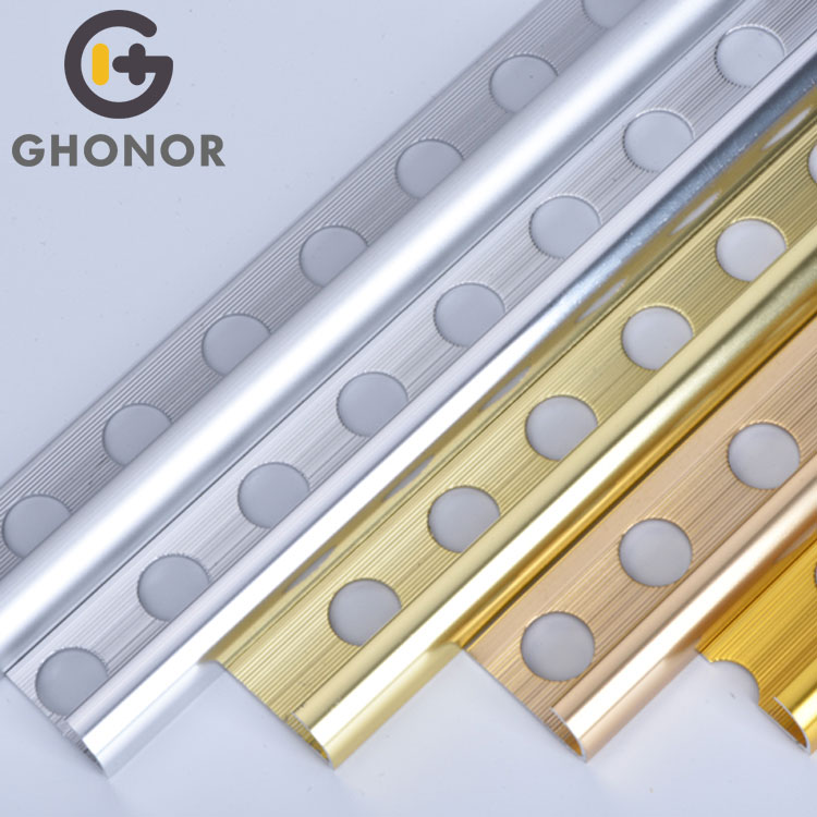 CC125 Free Sample Metal Aluminum Profile Wall Ceramic Corner Edge Curved Shape Gold Tile Edging Trim
