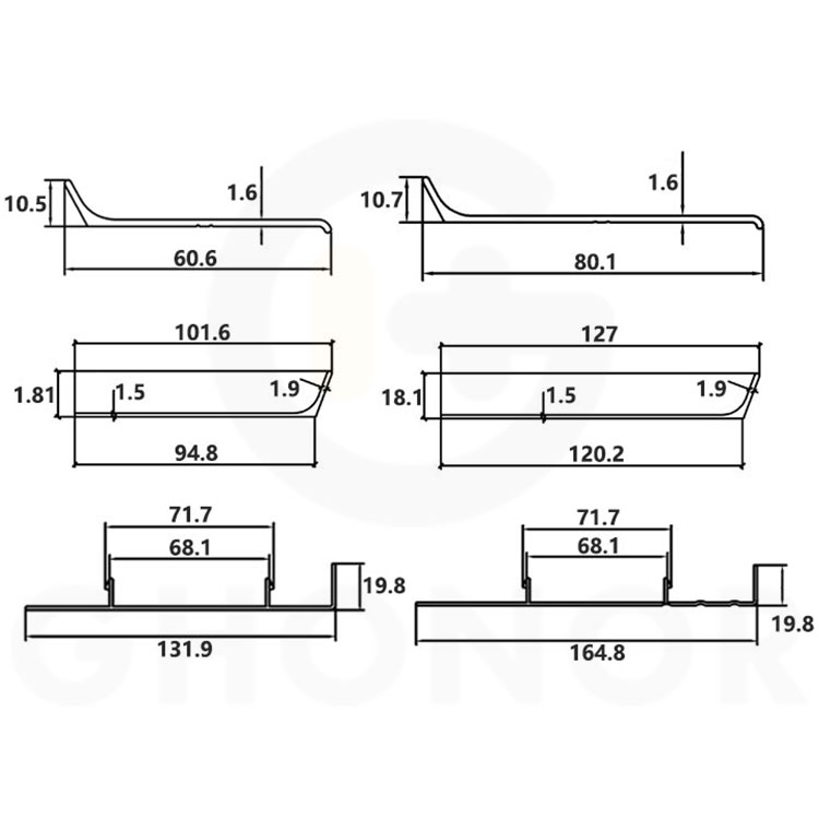 B-004 Foshan 60mm 80mm 100mm 120mm Aluminium Metal Wall Edge Skirting Base Board Profile Tile Trim Protector Baseboard