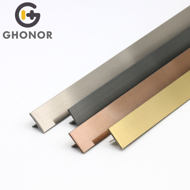 ST-002 Customize Interior Accessories Stainless Steel T Shaped Profile Edge Trim for Decoration