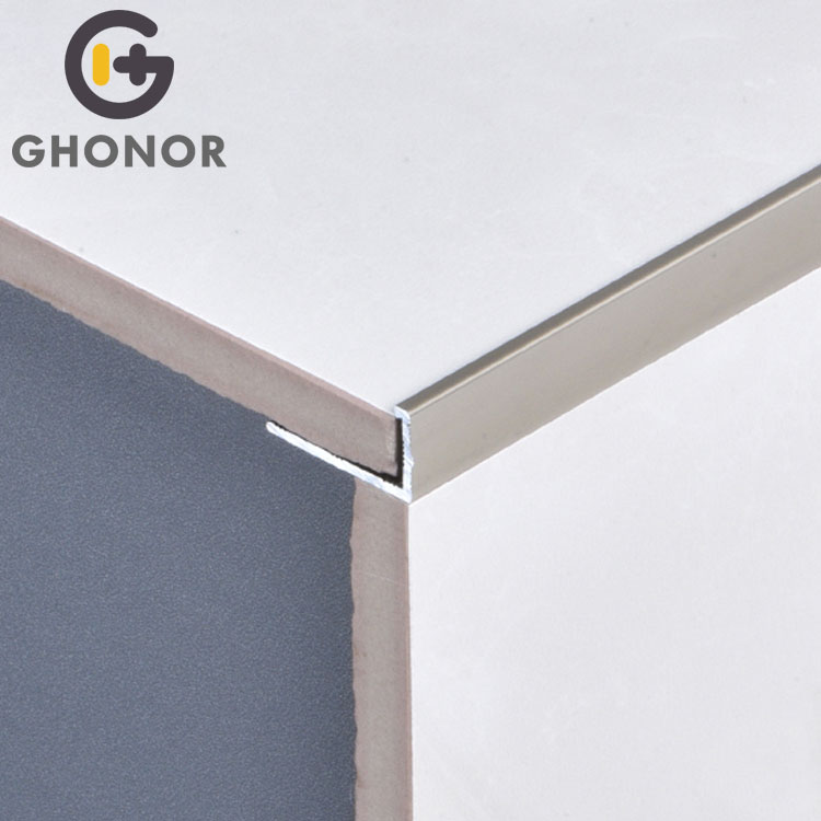 AL-004 Ceramic Metal Edge Gold Strips L Profile Shaped Corner Aluminium Tile Trim for Tile Transition