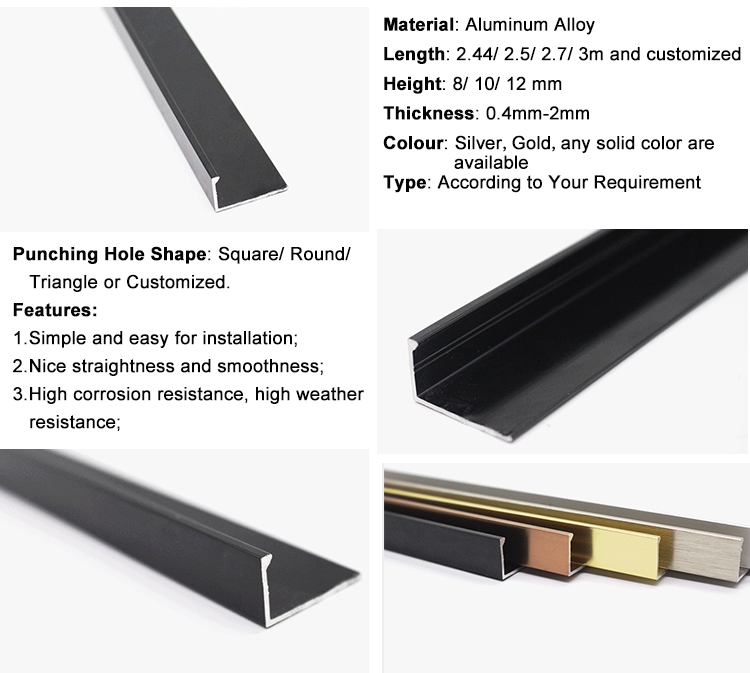 Wall Decorative Mosaic Decor Black Aluminium 11Mm Trim