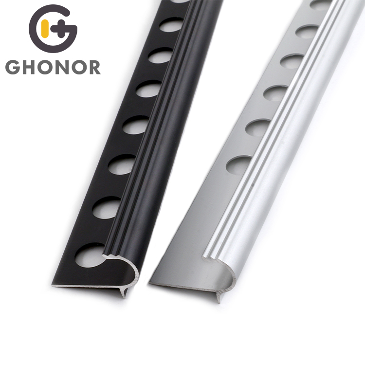 Factory Direct Sale Anti-Slip Black Metal Aluminum Ceramic Tile Edging Stair Nosing