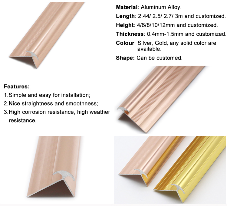 Metal Home Accessories Rose Gold Aluminum Extrusion Corner