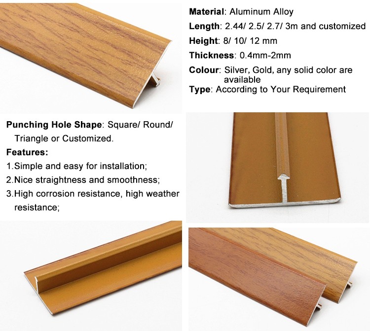 Multipurpose Metal T Shape Tile Trim Gold Floor Transition Strips Multipurpose Metal T Shape Tile Trim Gold Floor Transition Strips