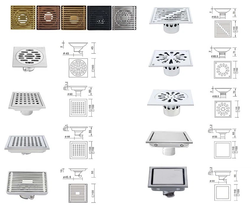 Square Tile Insert Floor Waste Floor Drain