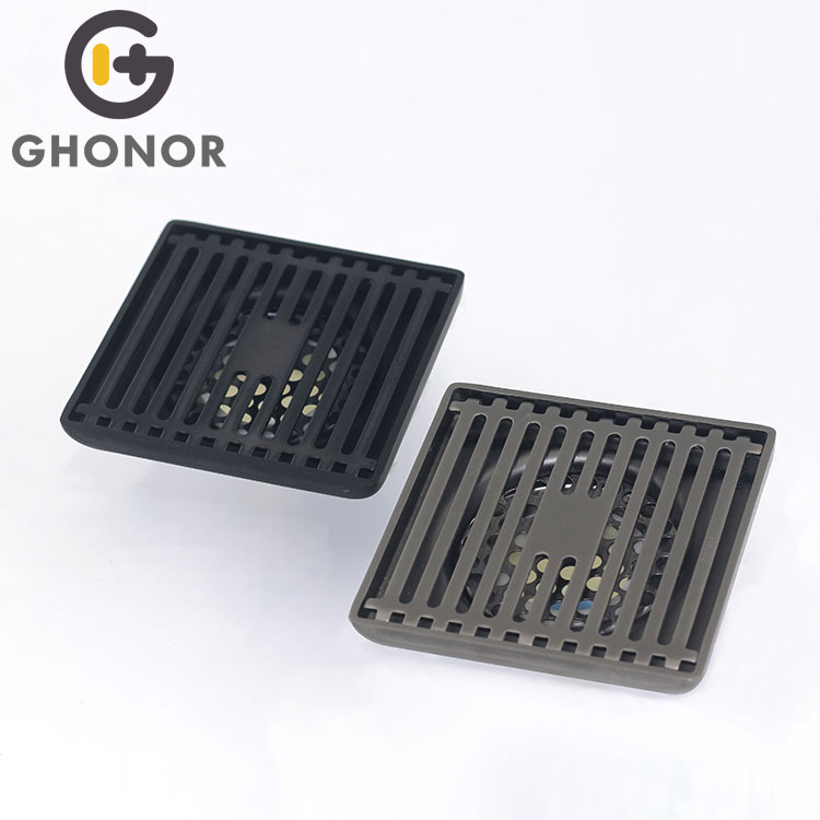 Black Square Shower Drain Floor Waste