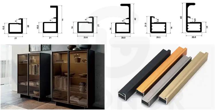 Aluminum Glass Wardrobe Door Frame Black