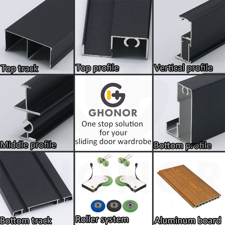 Decorative Aluminium Wardrobe Sliding Door Frame System Metal Almirah Frames
