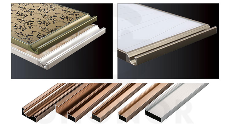 Aluminum Alloy Cabinet Glass Door Handle Frame