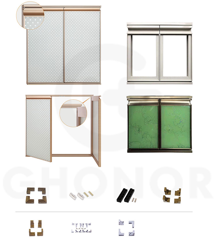 Aluminum Alloy Cabinet Glass Door Handle Frame