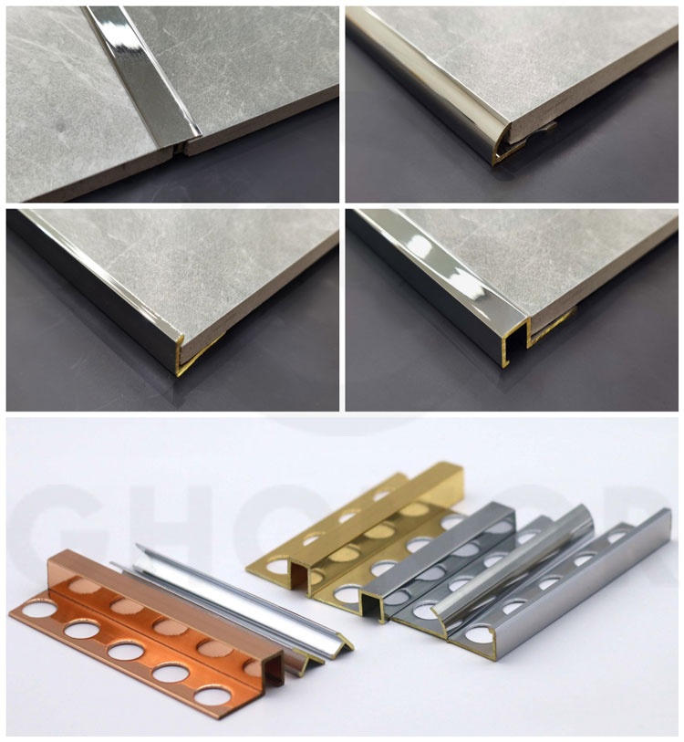 Satin Effect Gold Silver Brass Tile Trim