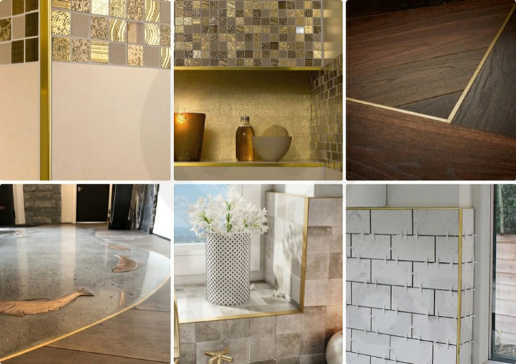 Satin Effect Gold Silver Brass Tile Trim