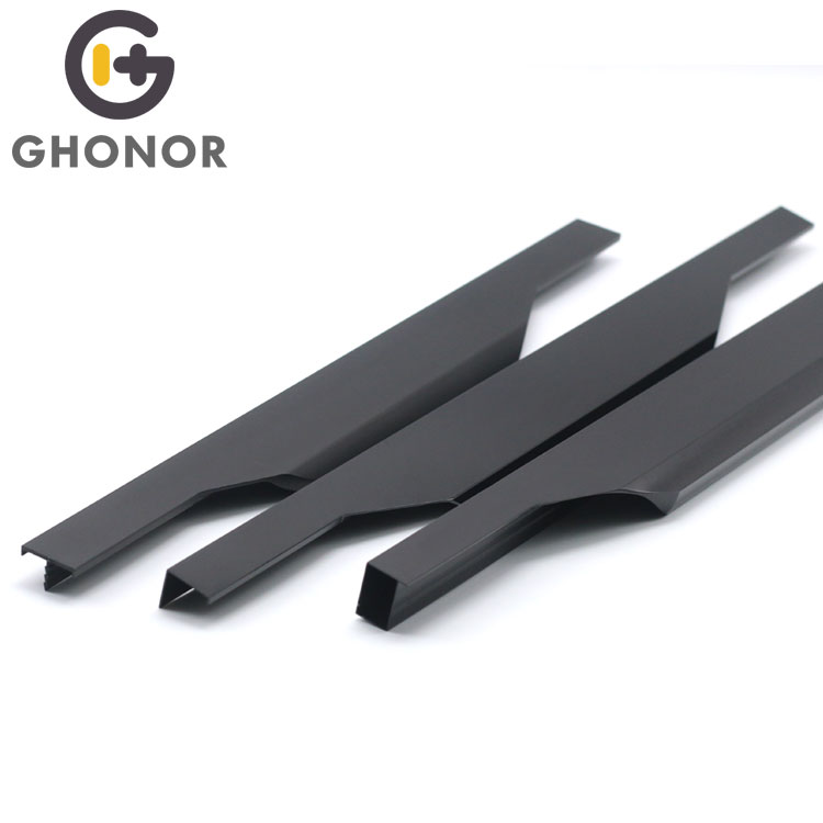 H-011 Furniture Aluminium Sliding Door Handles Matt Black Color