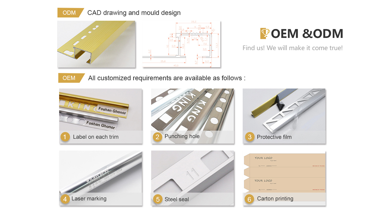 What's the OEM&ODM process for aluminum tile trim?