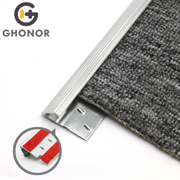CS-001 Silver Self Adhesive Aluminium Vinyl and Door to Carpet Edge Transition Cover Tack Strip