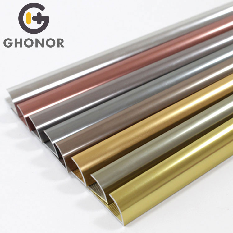 CC125 Free Sample Metal Aluminum Profile Wall Ceramic Corner Edge Curved Shape Gold Tile Edging Trim