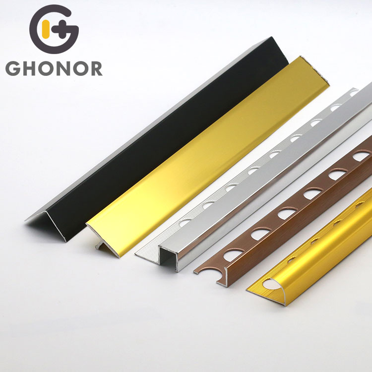ZT-002 Gold Decor Ceramic Tiles Edge Strip Profiles Aluminum Wall Corner Decorative Tile Ceramic Metal Trim Strips for Transition