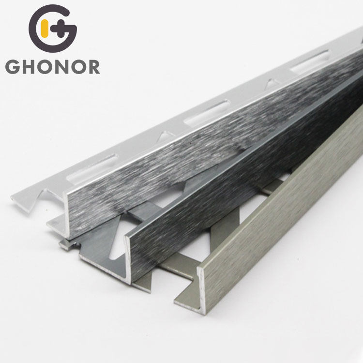 Brushed Aluminum Extrusion Profiles Tile Metal Trim L Shaped Tile Trim Strips Manufacturers