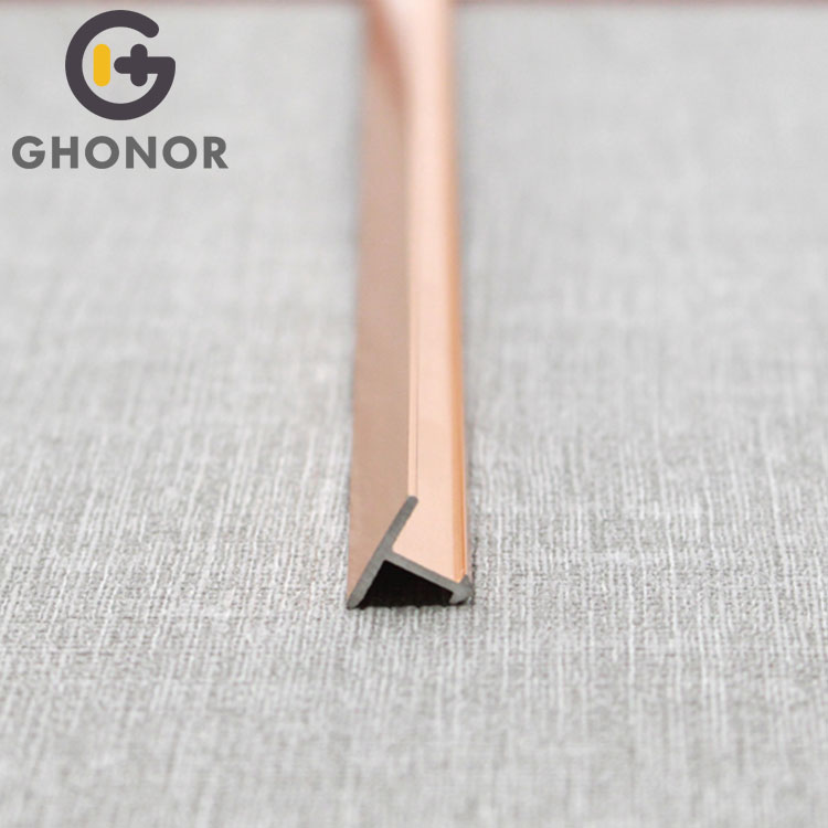 Rose Gold Polishing Aluminium Corner Tile Trim T Shaped Rose Gold Polishing Aluminium Corner Tile Trim T Shaped