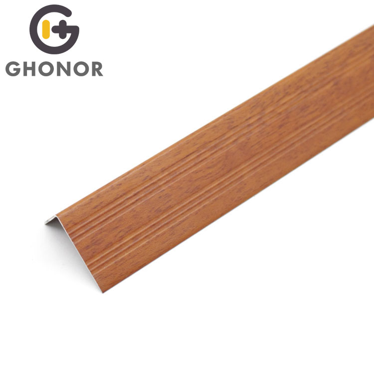 Aluminum Wood Finish Profile Carpet Use Curved Anti Slip Stair Nosing