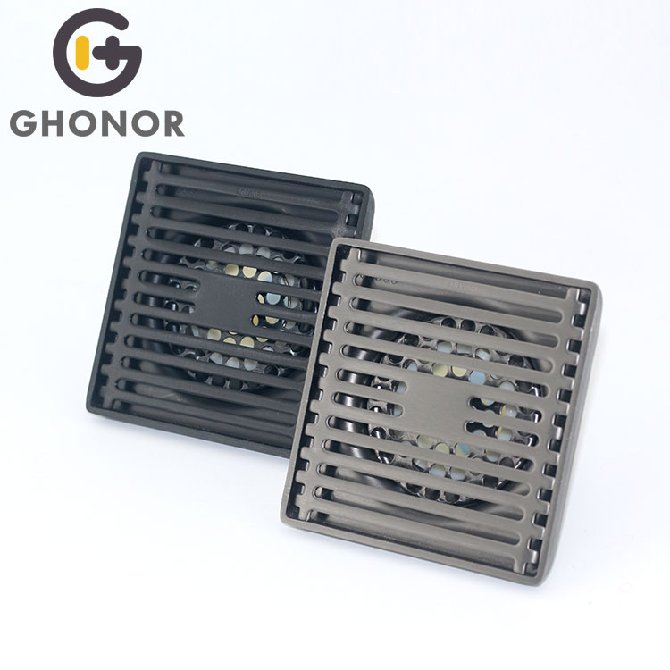Black Square Shower Drain Floor Waste